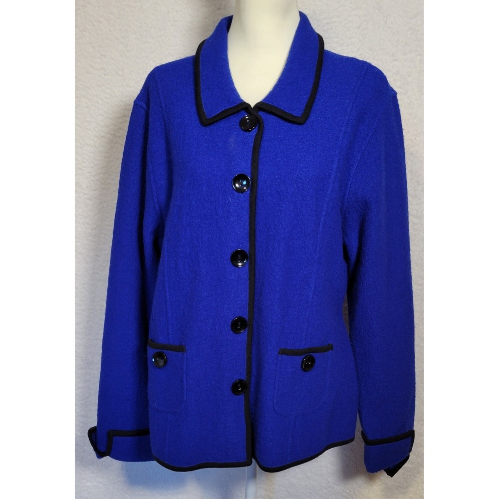 Laura Ashley‎ Blazer Jacket Sweater Size XL Women's Office Career Blue 0897